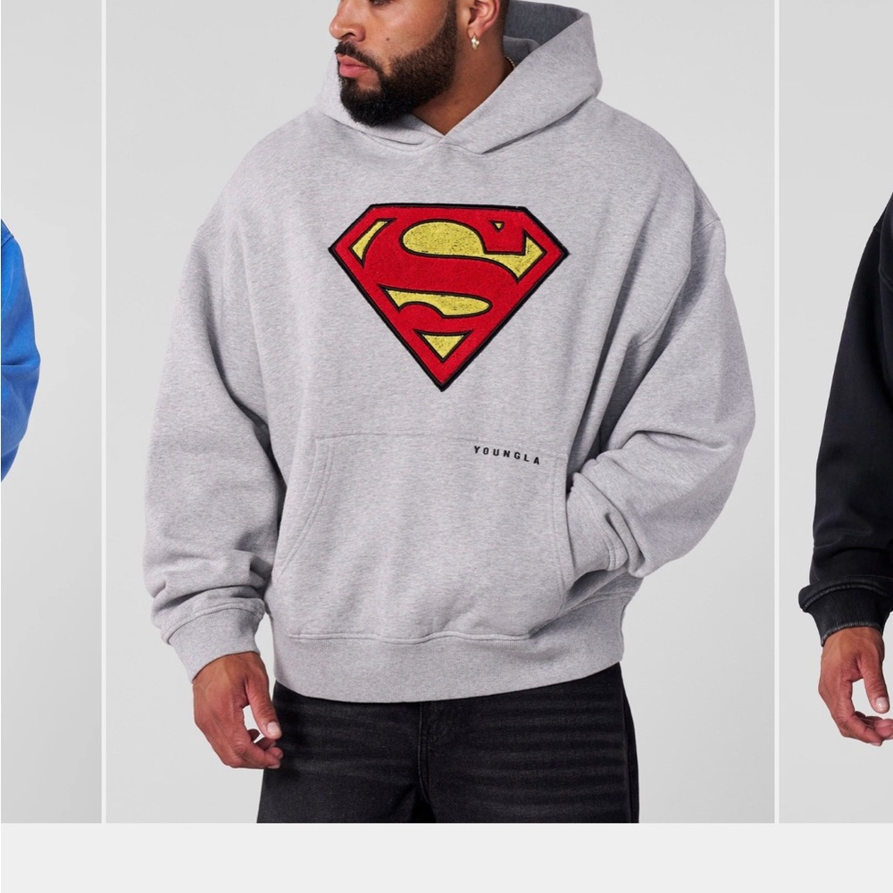 YoungLA Gray Hoodie with Superman Logo